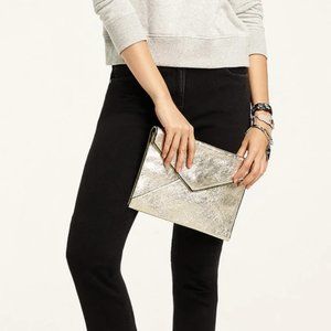 Rebecca Minkoff Sparkly Champagne Leo Clutch NWT